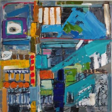 abstrait couleurs bleu.. Peinture intitulée "abstrait couleurs b…" par Sylvie Dodin, Œuvre d'art originale, Acrylique