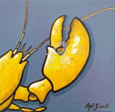 Painting titled "La pince jaune" by Sylvie Fiant, Original Artwork, Acrylic
