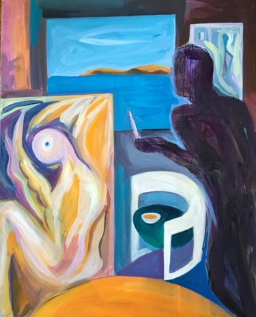 Painting titled "LE PEINTRE" by Sylvie Galard, Original Artwork, Acrylic