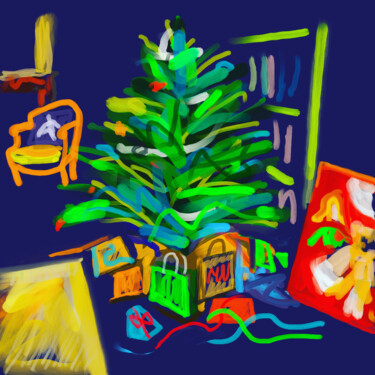 Digital Arts titled "LE SAPIN" by Sylvie Galard, Original Artwork, Digital Painting