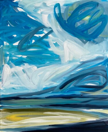Картина под названием "BLEUS MER" - Sylvie Galard, Подлинное произведение искусства, Акрил