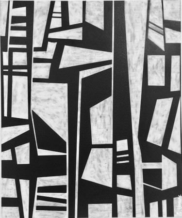 Peinture intitulée "Black and white abs…" par Sylvie Hamou, Œuvre d'art originale, Acrylique
