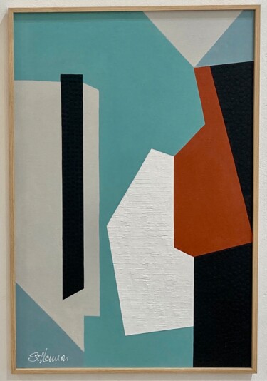 Painting titled "Building blocks II" by Sylvie Hamou, Original Artwork, Acrylic Mounted on Cardboard