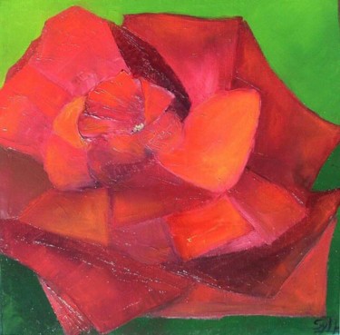 Картина под названием "Rose" - Sylviehebrard, Подлинное произведение искусства