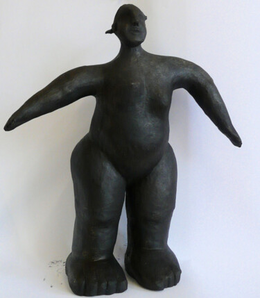 Skulptur mit dem Titel "NU AU BRAS LEVES" von Sylviehebrard, Original-Kunstwerk, Terra cotta