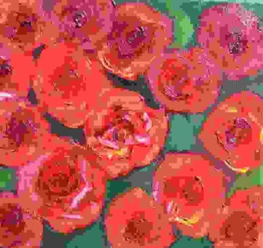 Painting titled "Roses" by Sylviehebrard, Original Artwork