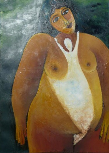 Картина под названием "Gestation" - Sylviehebrard, Подлинное произведение искусства, Масло