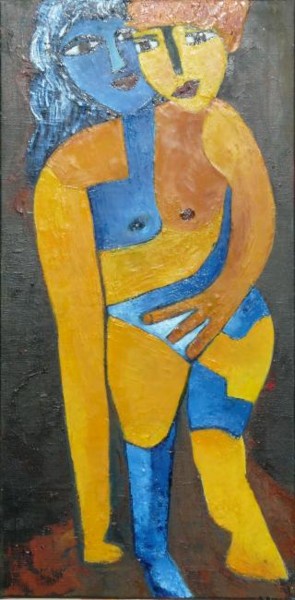 Peinture intitulée "Duo" par Sylviehebrard, Œuvre d'art originale, Huile