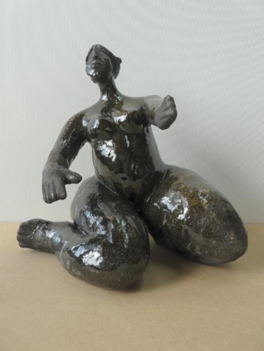 Sculpture titled "Black Swing" by Sylviehebrard, Original Artwork, Ceramics