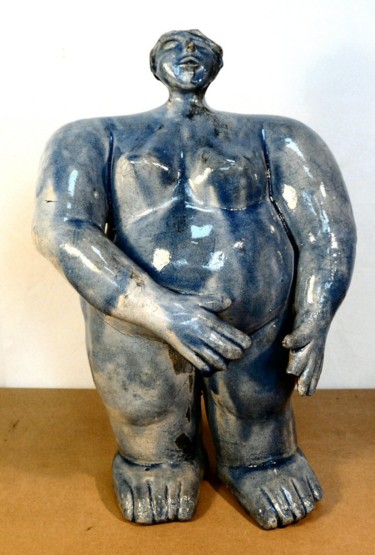 Skulptur mit dem Titel "Bleuté" von Sylviehebrard, Original-Kunstwerk, Keramik