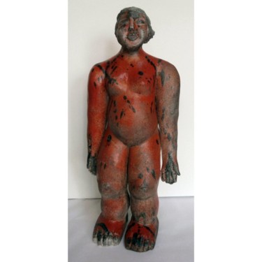 Sculptuur getiteld "FEMME ROUGE DEBOUT" door Sylviehebrard, Origineel Kunstwerk, Keramiek