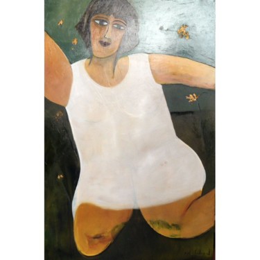 Painting titled "JOUEUSE" by Sylviehebrard, Original Artwork, Oil Mounted on Wood Stretcher frame