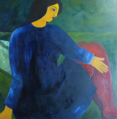 Painting titled "SUR LA COLINE" by Sylviehebrard, Original Artwork, Oil