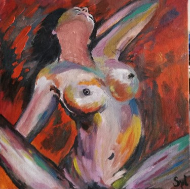 Painting titled "Féminin" by Sylvie Lescan, Original Artwork, Oil