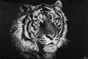 Schilderij getiteld "Tigre" door Sylvie Lescan, Origineel Kunstwerk, Olie