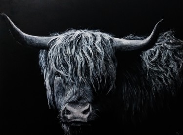 Картина под названием "Highland" - Sylvie Lescan, Подлинное произведение искусства, Масло Установлен на Деревянная рама для…