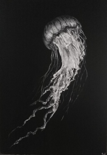 Peinture intitulée "Danse nocturne" par Sylvie Lescan, Œuvre d'art originale, Acrylique Monté sur Châssis en bois