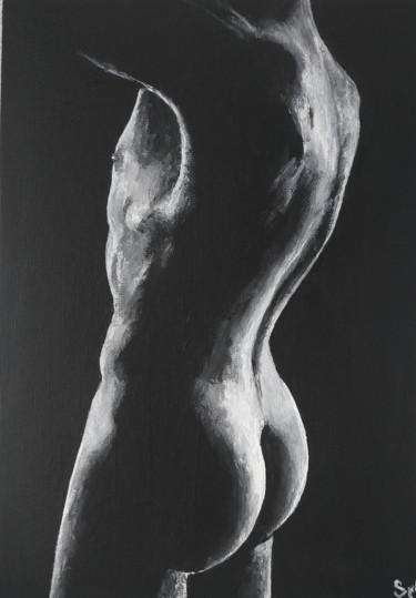 Peinture intitulée "Nude 2" par Sylvie Lescan, Œuvre d'art originale, Acrylique Monté sur Carton