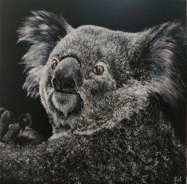 "Koala" başlıklı Tablo Sylvie Lescan tarafından, Orijinal sanat, Akrilik Ahşap Sedye çerçevesi üzerine monte edilmiş