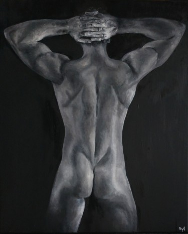 Painting titled "Body sculpt" by Sylvie Lescan, Original Artwork, Oil Mounted on Wood Stretcher frame