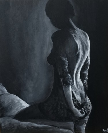 Peinture intitulée "Fin de soirée" par Sylvie Lescan, Œuvre d'art originale, Acrylique Monté sur Carton