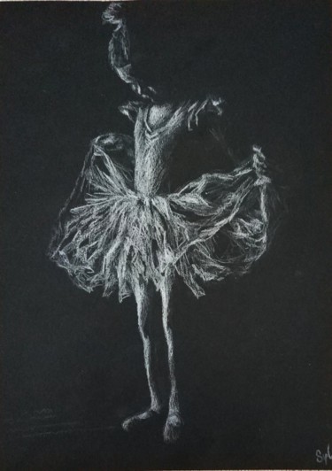 Drawing titled "Petite ballerine" by Sylvie Lescan, Original Artwork, Pencil