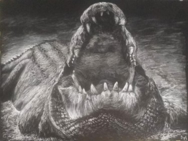Tekening getiteld "Crocodile" door Sylvie Lescan, Origineel Kunstwerk, Pastel