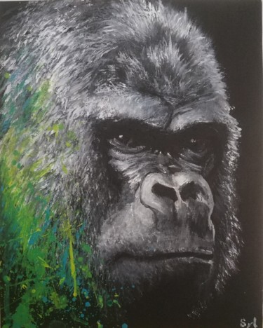 Peinture intitulée "Crazy gorille" par Sylvie Lescan, Œuvre d'art originale, Acrylique Monté sur Carton