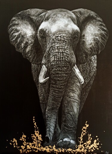 Peinture intitulée "Le colosse" par Sylvie Lescan, Œuvre d'art originale, Acrylique Monté sur Châssis en bois