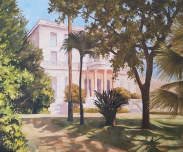 Painting titled "La villa Masséna, N…" by Sylvie Pioli, Original Artwork, Oil Mounted on Wood Stretcher frame