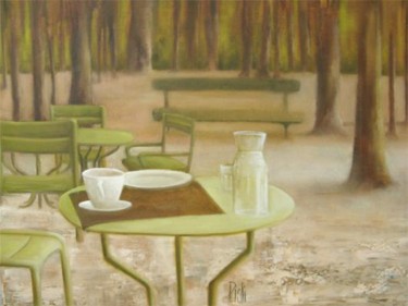 Peinture intitulée "Une pause" par Sylvie Pioli, Œuvre d'art originale, Huile Monté sur Châssis en bois