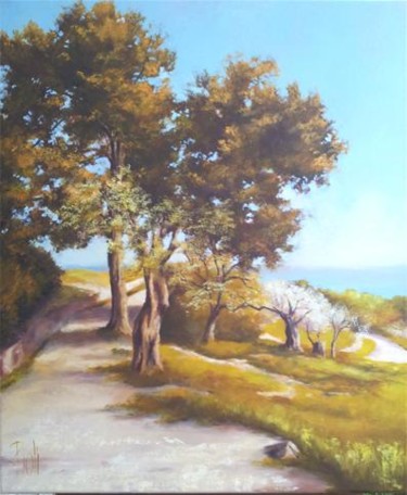 Painting titled "Le parc Estienne d'…" by Sylvie Pioli, Original Artwork, Oil
