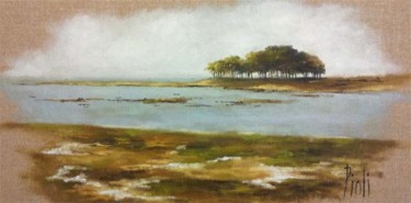 Peinture intitulée "L'île de Stuhan en…" par Sylvie Pioli, Œuvre d'art originale, Huile