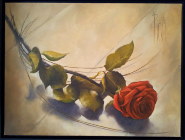 Painting titled "Souvenir d'une Rose" by Sylvie Pioli, Original Artwork, Oil