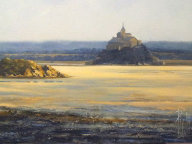 Painting titled "La baie du Mont Sai…" by Sylvie Pioli, Original Artwork, Oil