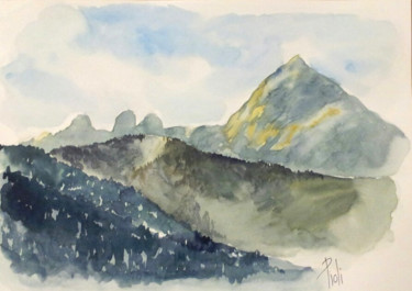 Painting titled "Le Charvin" by Sylvie Pioli, Original Artwork, Watercolor