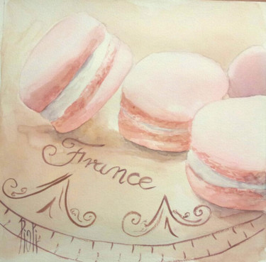 Peinture intitulée "Doux macarons" par Sylvie Pioli, Œuvre d'art originale, Aquarelle
