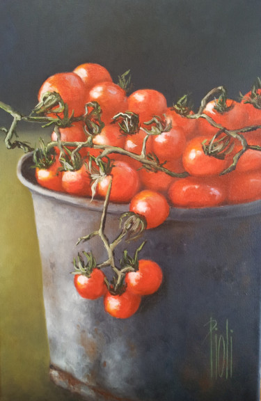 Painting titled "Quelques tomates ce…" by Sylvie Pioli, Original Artwork, Oil