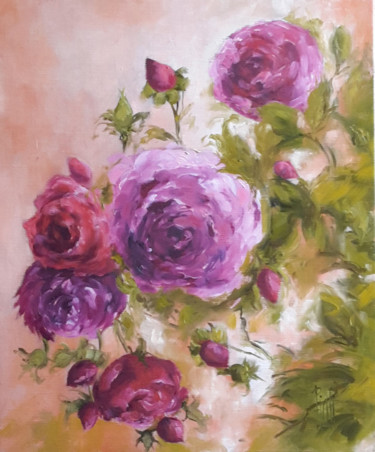 Peinture intitulée "flowers" par Sylvie Pioli, Œuvre d'art originale, Huile