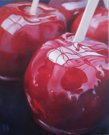 Pintura titulada "Reflets de Pommes d…" por Sylvie Pioli, Obra de arte original, Oleo Montado en Bastidor de camilla de made…