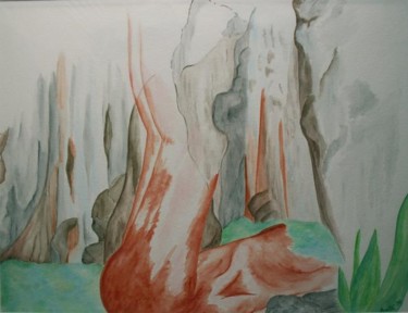 Pintura intitulada "Eau - vie" por Sylvie Prette, Obras de arte originais, Aquarela