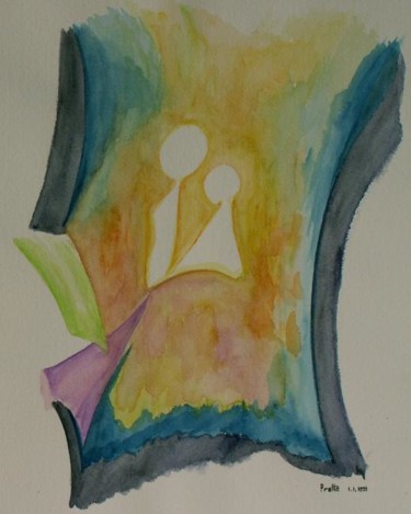 Painting titled "Vision 1" by Sylvie Prette, Original Artwork, Watercolor