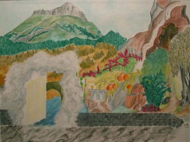 Malerei mit dem Titel "Ouvres la porte" von Sylvie Prette, Original-Kunstwerk, Aquarell