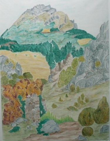 「Montes !」というタイトルの絵画 Sylvie Pretteによって, オリジナルのアートワーク, 水彩画