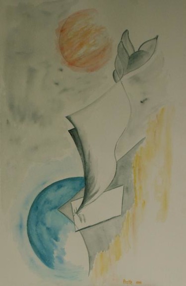 Peinture intitulée "Nouveau Monde" par Sylvie Prette, Œuvre d'art originale, Aquarelle