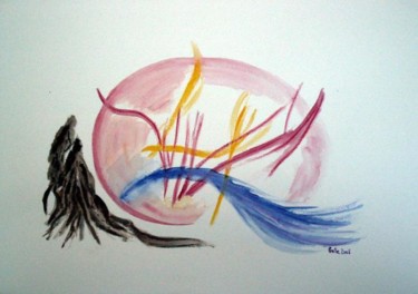 Painting titled "Eclosion" by Sylvie Prette, Original Artwork, Watercolor