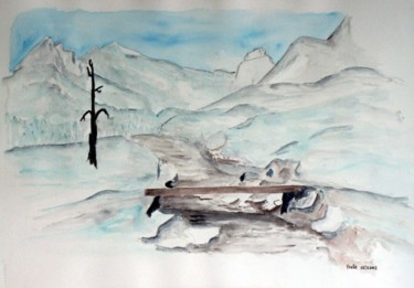 Peinture intitulée "Passerelle" par Sylvie Prette, Œuvre d'art originale, Aquarelle