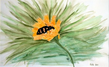 Painting titled "Fleur-nourriture" by Sylvie Prette, Original Artwork, Watercolor