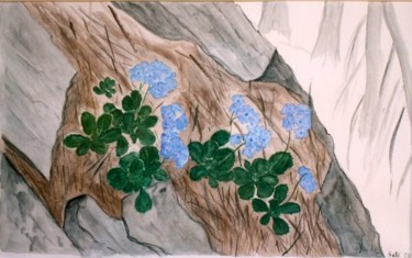 Peinture intitulée "Sur le roc" par Sylvie Prette, Œuvre d'art originale, Aquarelle