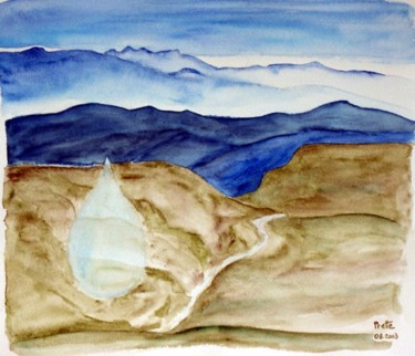 Painting titled "Eau, vie" by Sylvie Prette, Original Artwork, Watercolor